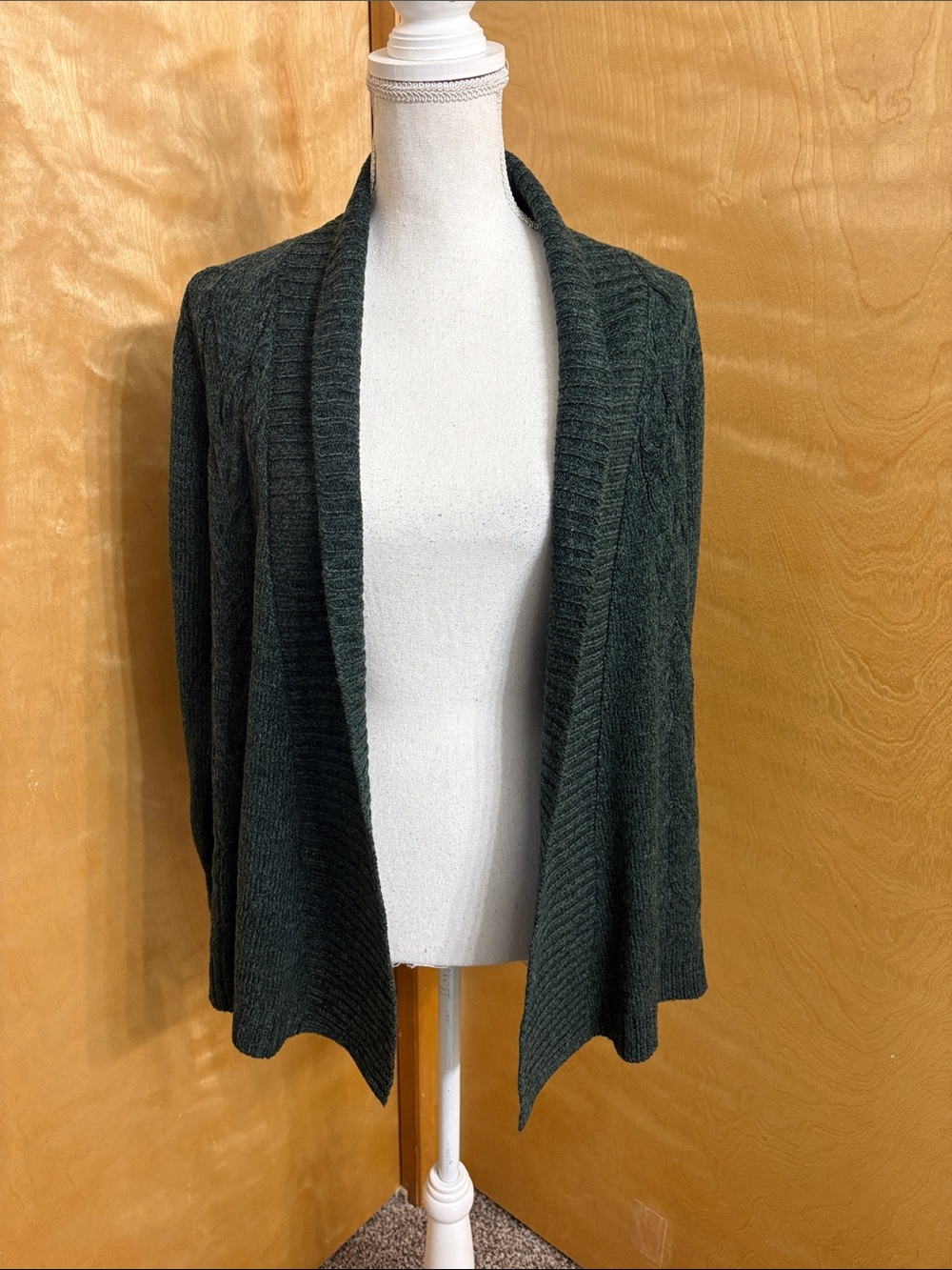 NWT Market & Spruce Dark Green Long Sleeve Open Cardigan Size S
